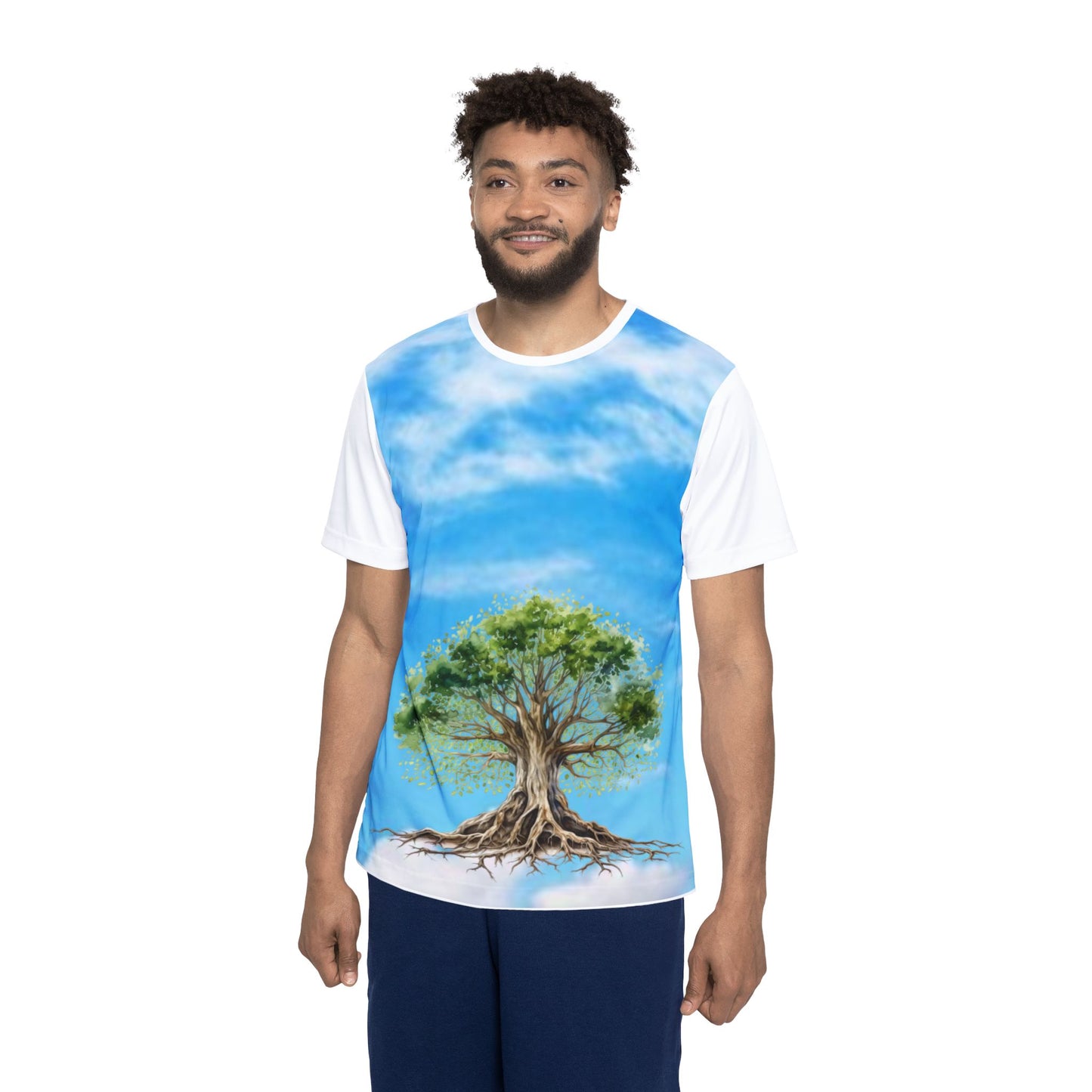 Men's Jersey — Rooted in Christ Tree Graphic Athletic Tee