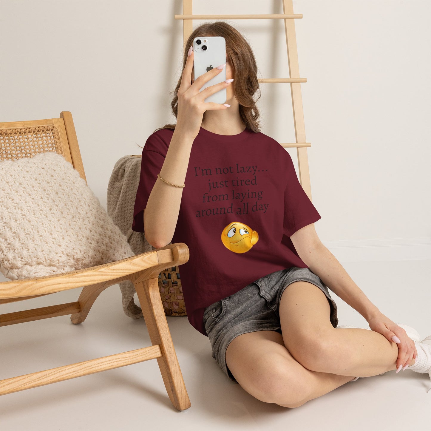 Funny "I'm Not Lazy" T-Shirt — Lazy Emoji Cotton Tee
