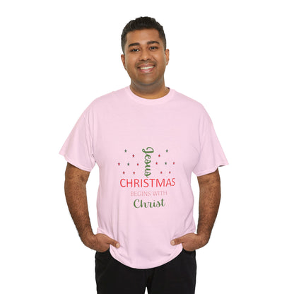 Christmas Begins With Christ Unisex Heavy Cotton Tee