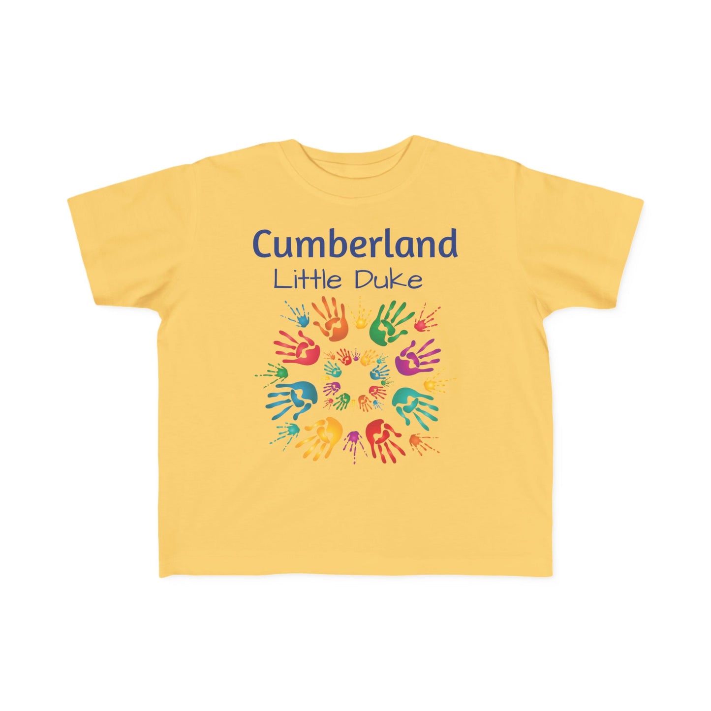 Cumberland Little Duke Toddler T‑Shirt — Colorful Handprint Keepsake