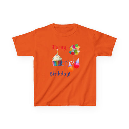 Kids Birthday T-Shirt - "It's My Birthday!" Rainbow Cupcake & Balloons Tee