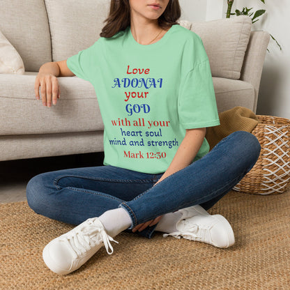 Love Adonai Your God T-Shirt — Mark 12:30 Christian Faith Tee
