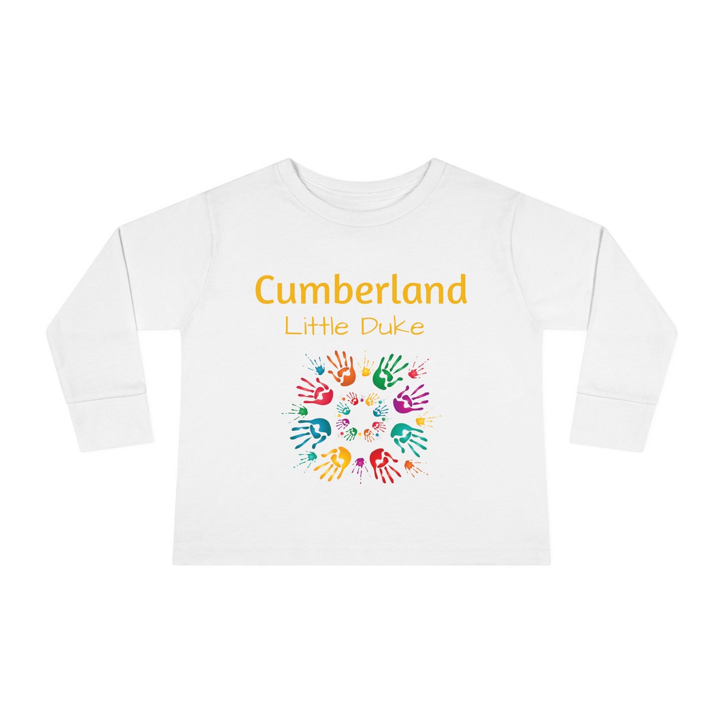 Toddler Long Sleeve Tee - 'Cumberland Little Learners' Colorful Handprint Circle