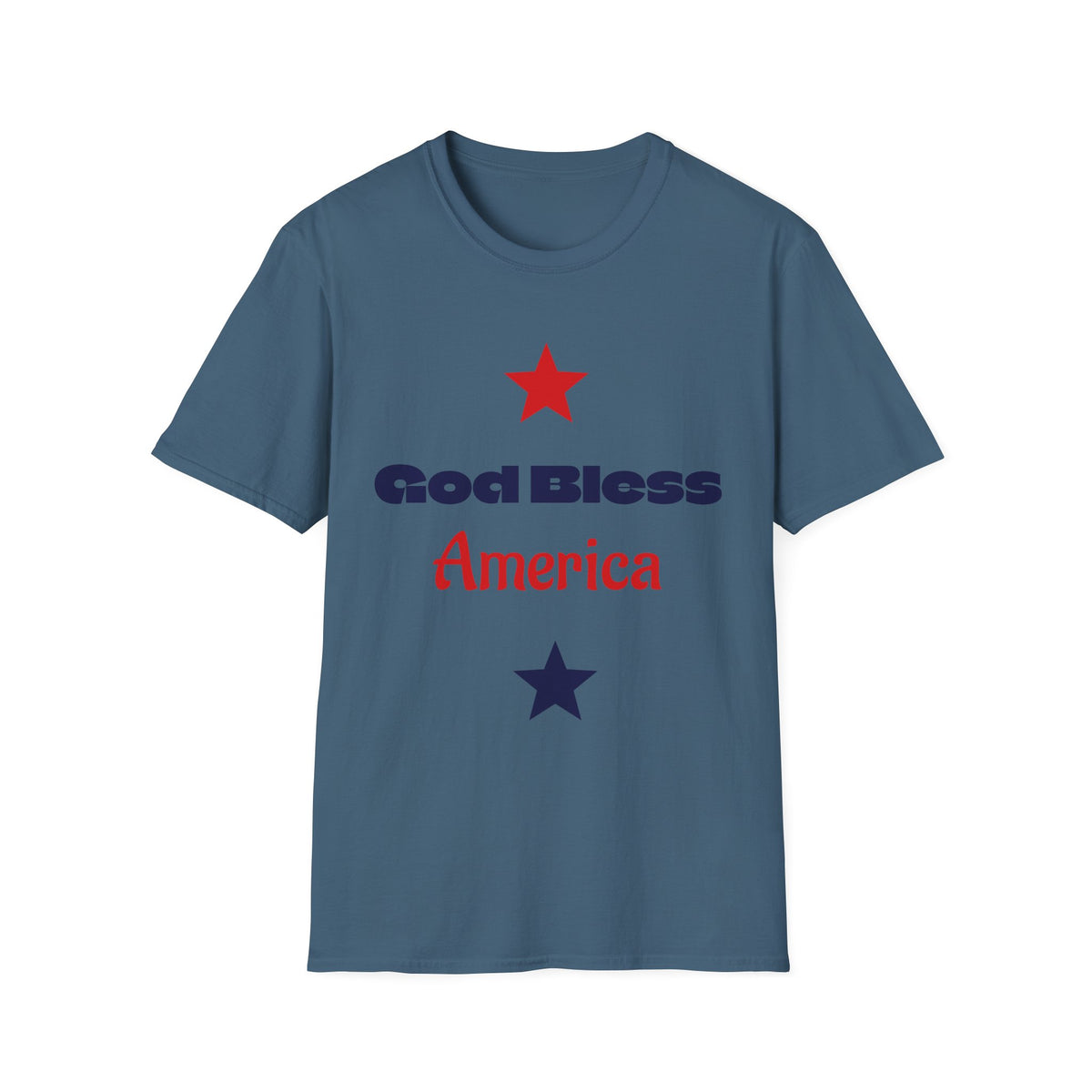 T-Shirt — "God Bless America" Patriotic Stars Tee