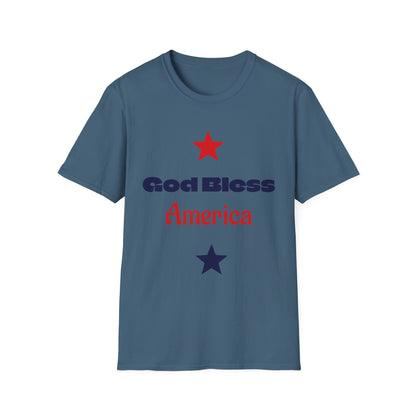 T-Shirt — "God Bless America" Patriotic Stars Tee
