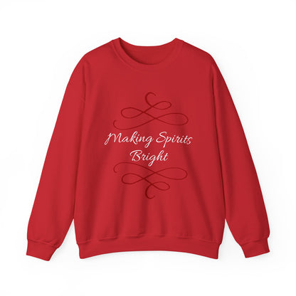 Crewneck Sweatshirt — "Making Spirits Bright" Holiday Sweatshirt (Green)