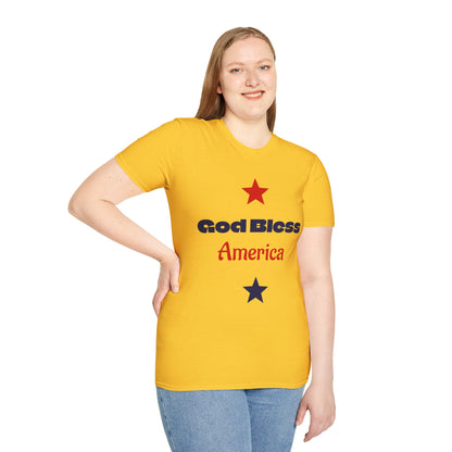 T-Shirt — "God Bless America" Patriotic Stars Tee