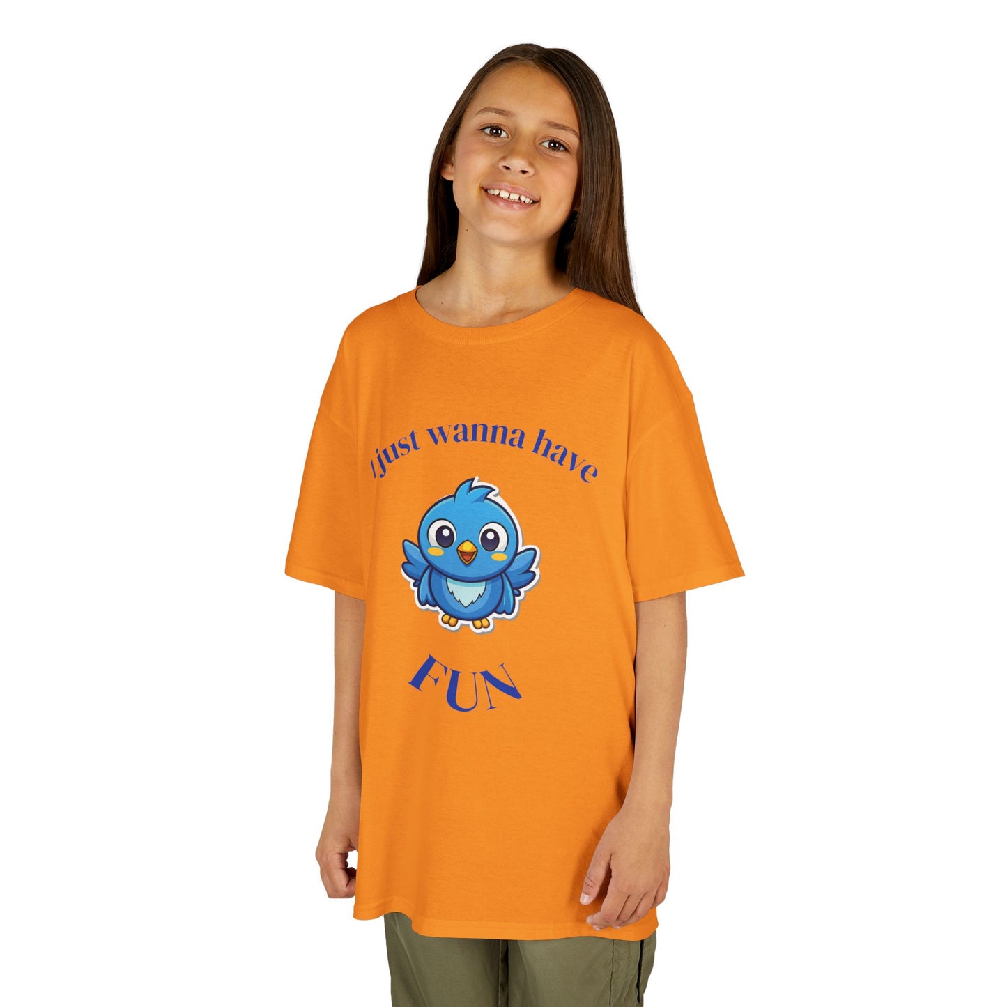 Kids T-Shirt — Cute Blue Bird "I Just Wanna Have Fun" Tee