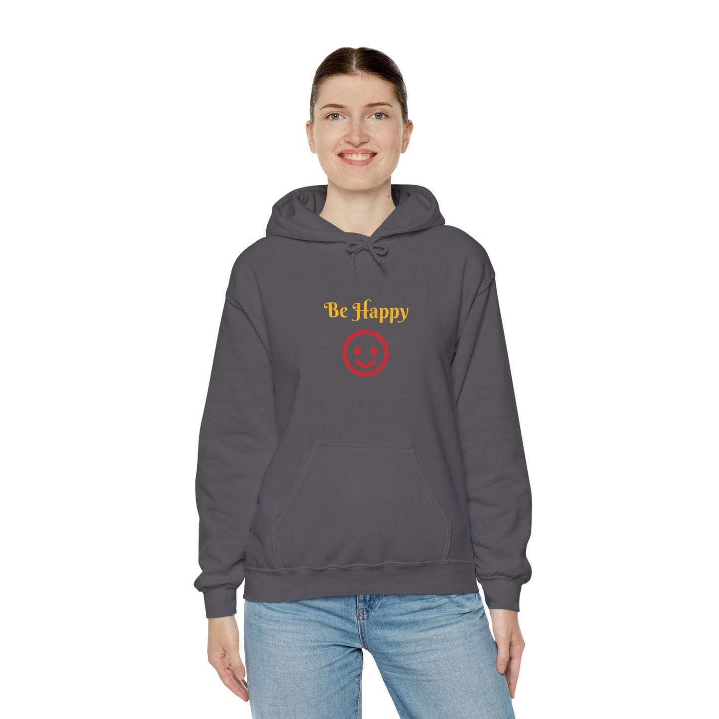 Be Happy Smiley Hoodie - Positive Message Graphic Sweatshirt