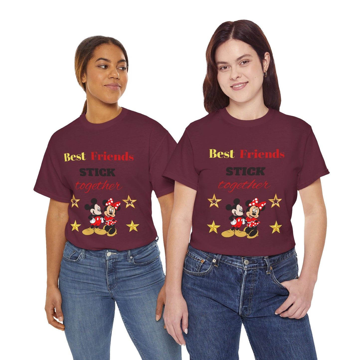Best Friends Stick Together Tee — Cute Cartoon Graphic T-Shirt