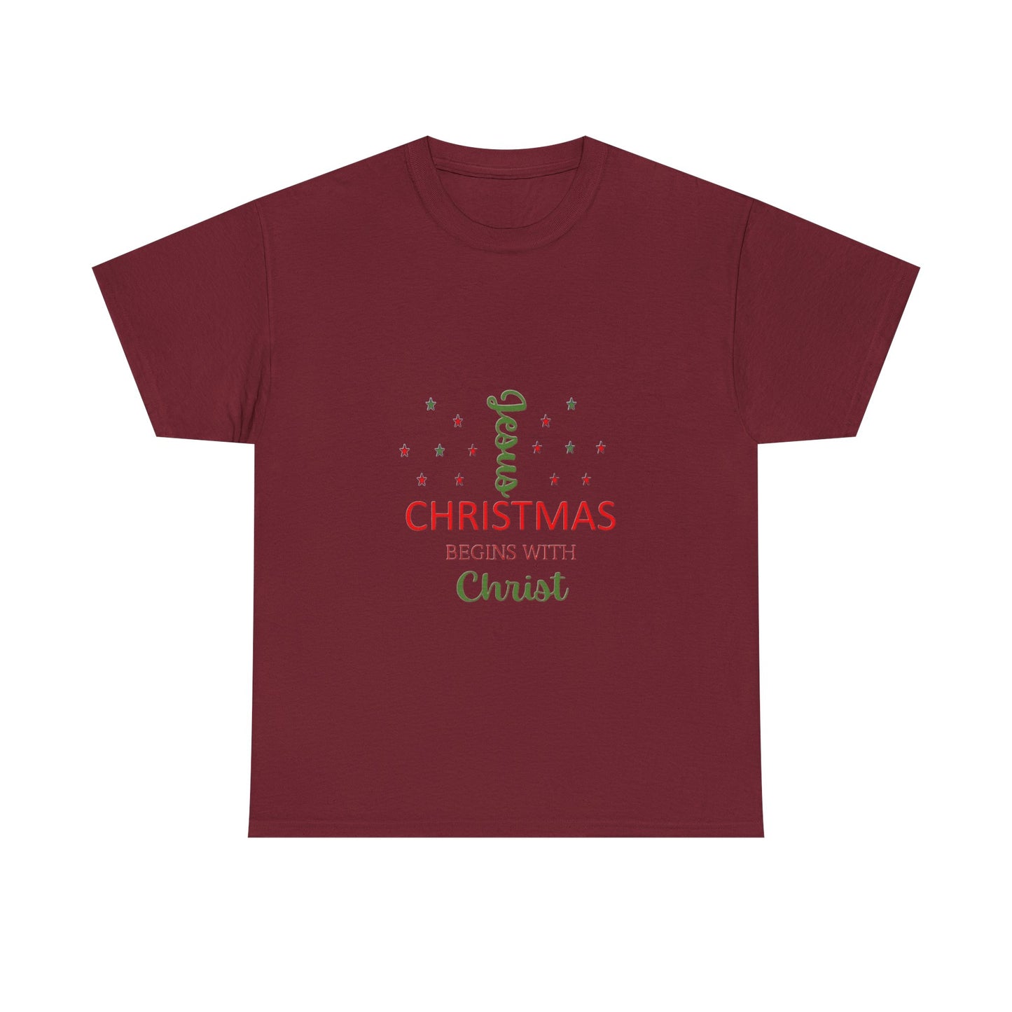Christmas Begins With Christ Unisex Heavy Cotton Tee