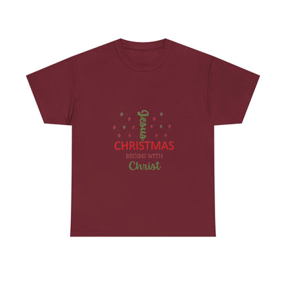 Christmas Begins With Christ Unisex Heavy Cotton Tee