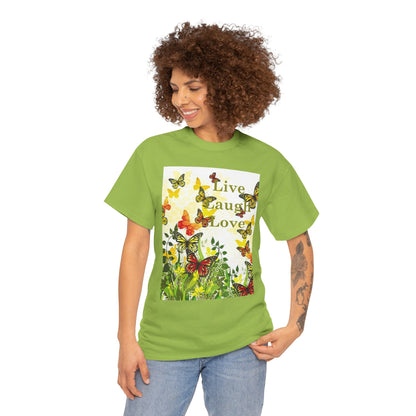 Live Laugh Love Butterfly T-Shirt — Floral Spring Garden Tee
