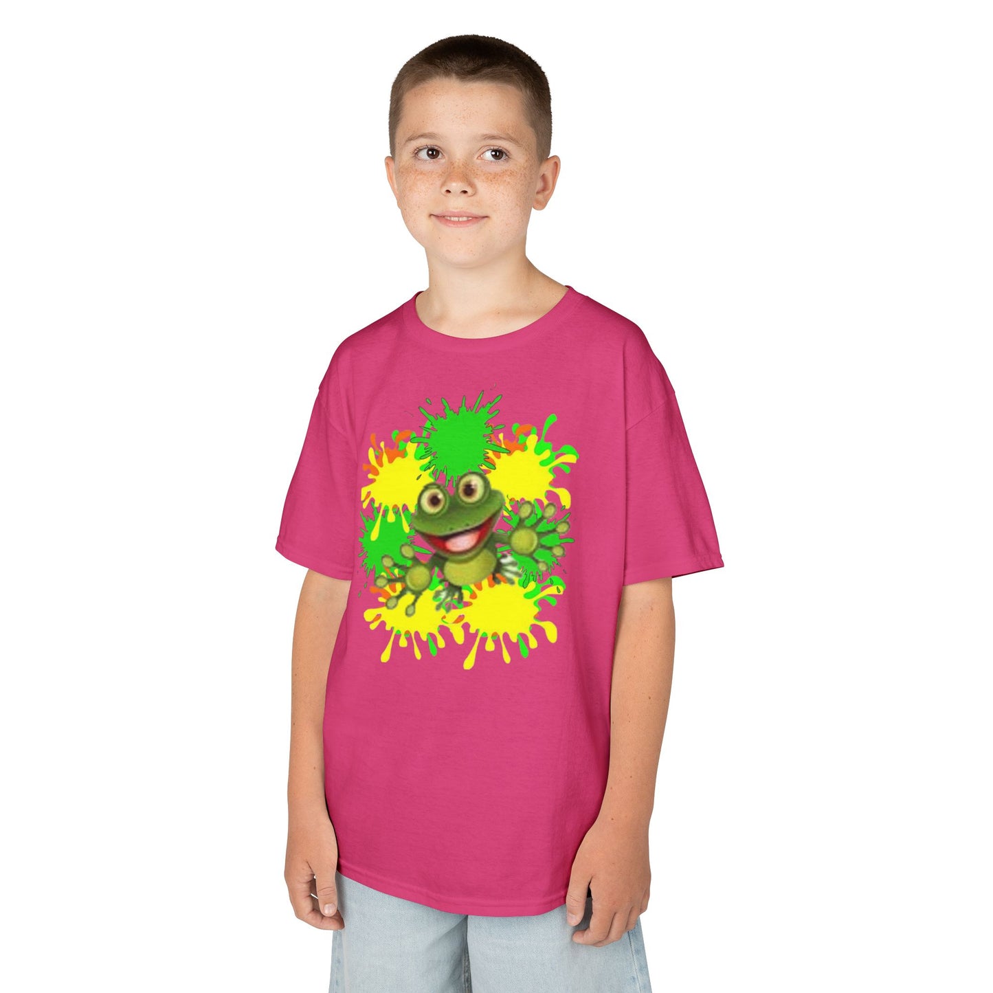Kids Tee — Happy Green Monster Splash Graphic