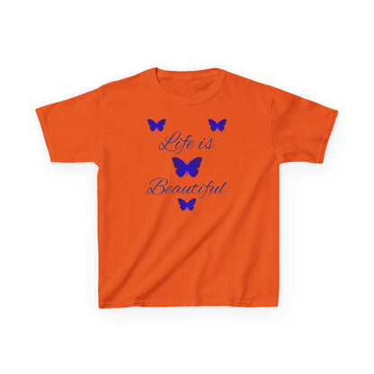 Kids T-Shirt — "Life is Beautiful" Blue Butterfly Tee
