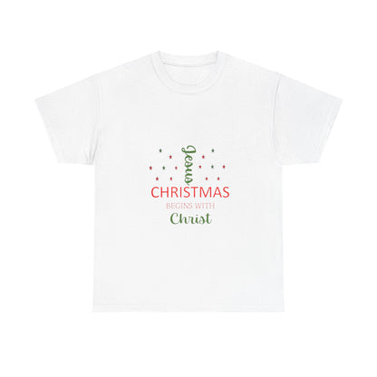 Christmas Begins With Christ Unisex Heavy Cotton Tee