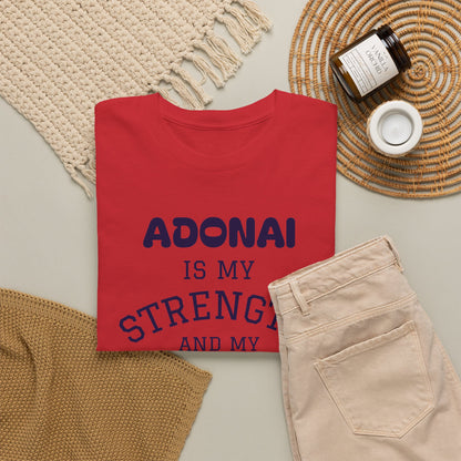 Adonai Is My Strength Tee — Psalm 28:7 Christian Faith Shirt
