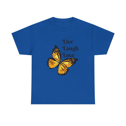 Live Laugh Love Butterfly T-Shirt — Inspirational Floral Tee