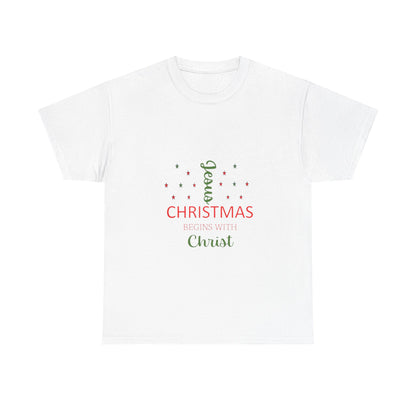 Christmas Begins With Christ Unisex Heavy Cotton Tee