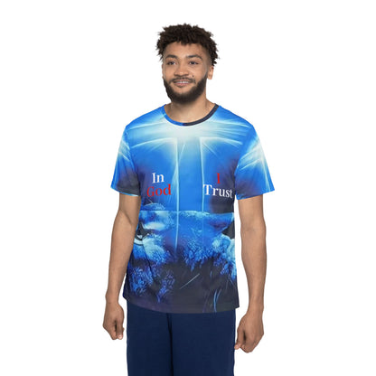 Faith Lion Sports Jersey — "In God I Trust" Blue All-Over Print Jersey