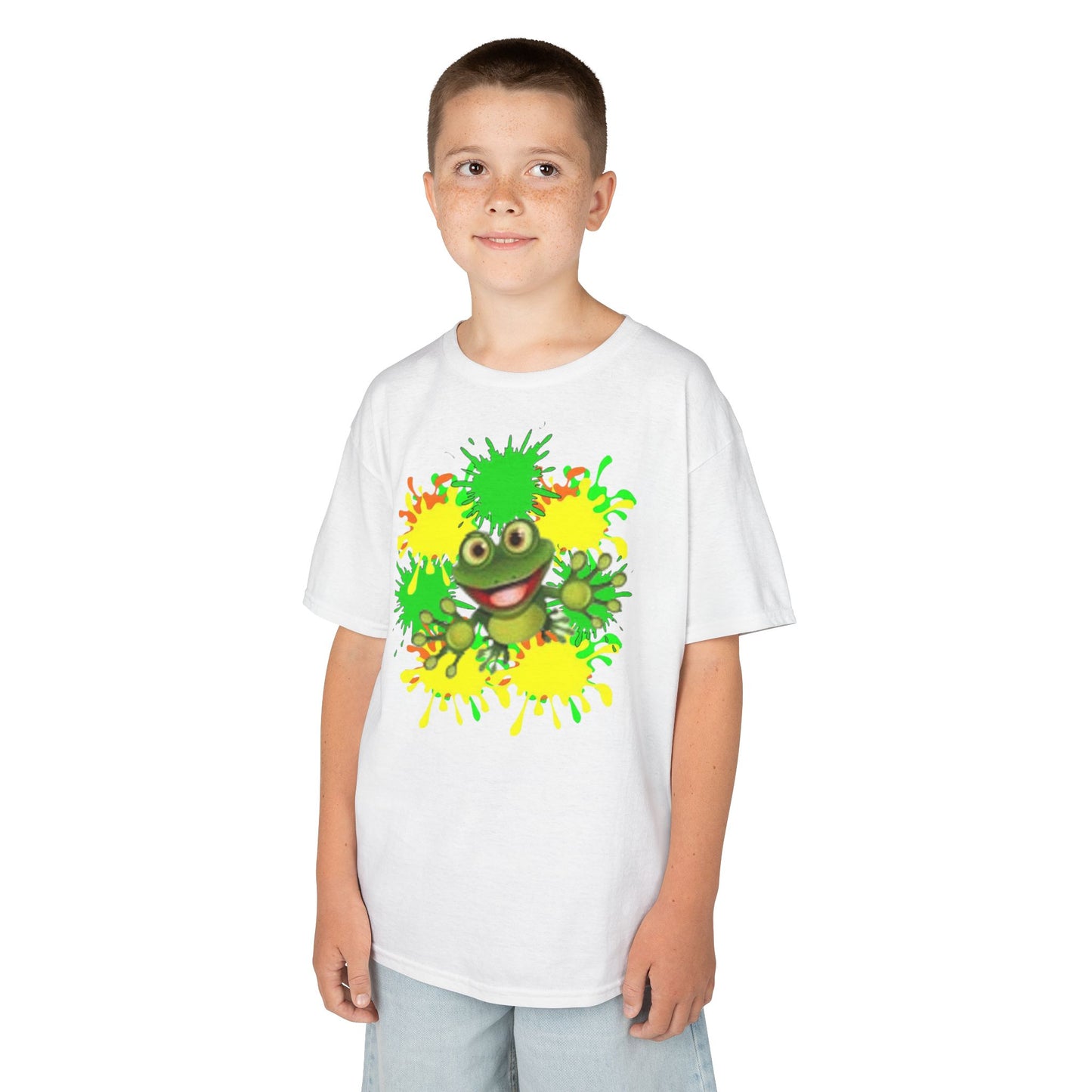 Kids Tee — Happy Green Monster Splash Graphic