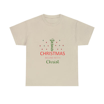 Christmas Begins With Christ Unisex Heavy Cotton Tee