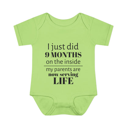 Baby Bodysuit - "I Just Did 9 Months on the Inside" Funny Newborn Onesie