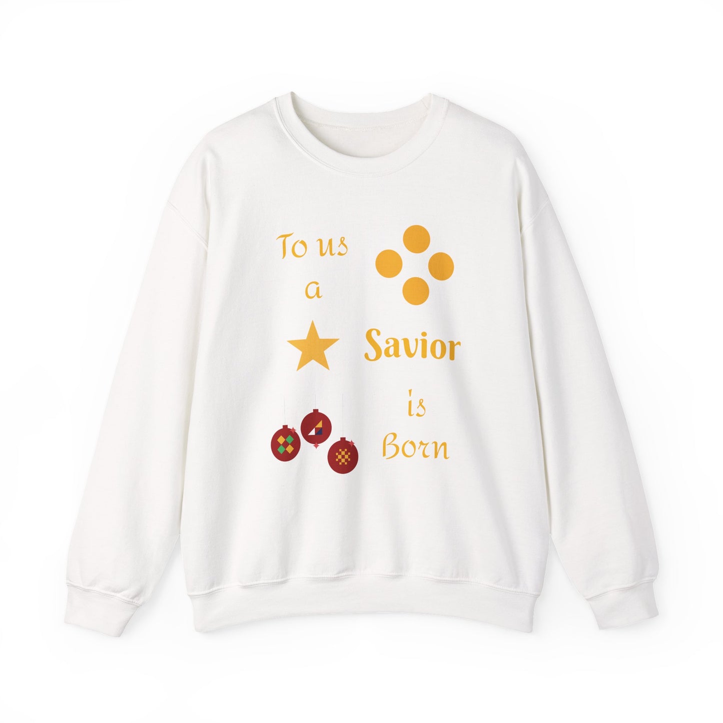 Christmas Crewneck Sweatshirt – “To us a Savior is Born” Nativity Ornament Design