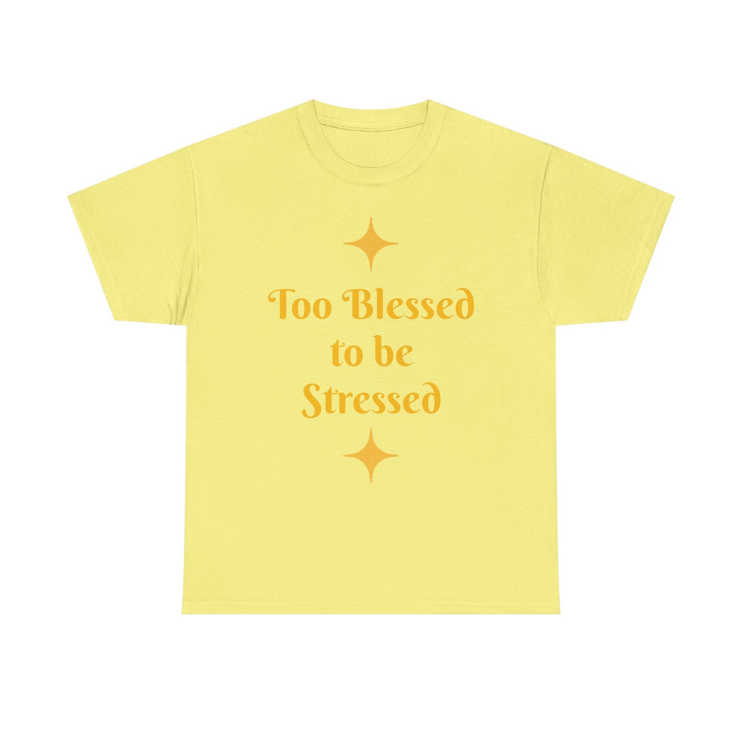 Christian Tee — "Too Blessed to be Stressed" / "Follow me while I follow Jesus"