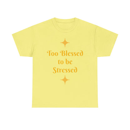 Christian Tee — "Too Blessed to be Stressed" / "Follow me while I follow Jesus"