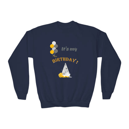 It's My Birthday Youth Crewneck Sweatshirt — Kids' Birthday Sweatshirt