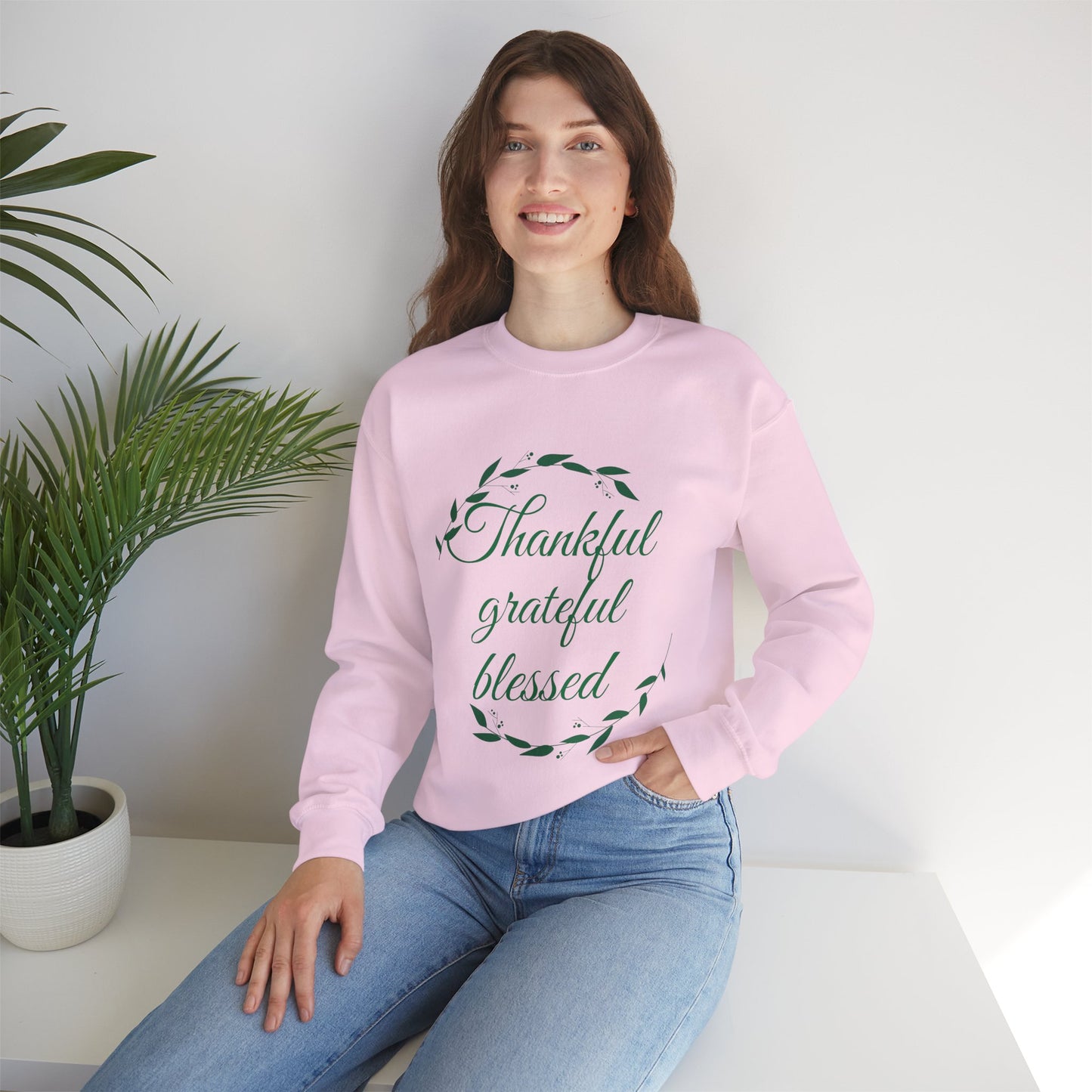 Thankful Grateful Blessed Sweatshirt — Cozy Thanksgiving Crewneck