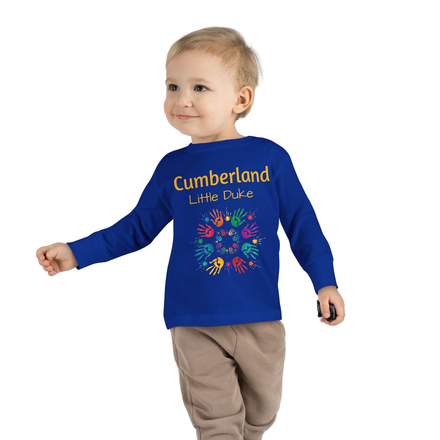 Toddler Long Sleeve Tee - 'Cumberland Little Learners' Colorful Handprint Circle