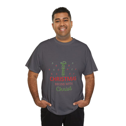Christmas Begins With Christ Unisex Heavy Cotton Tee