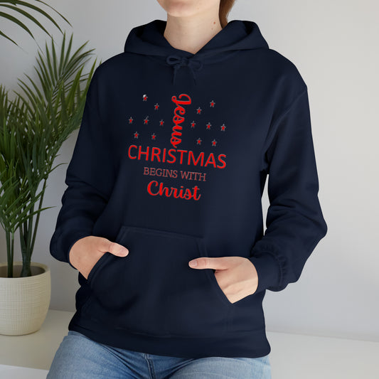 Christmas Begins With Christ Unisex Heavy Blend Hooded Sweatshirt