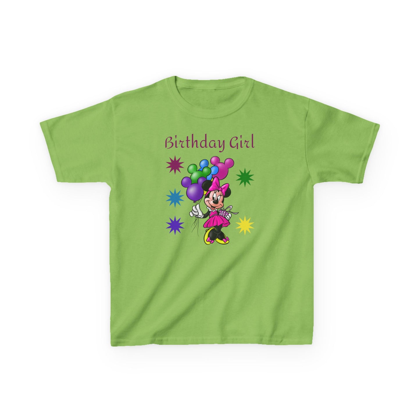 Kids Birthday Tee — "Birthday Girl" Minnie Balloon Party Shirt