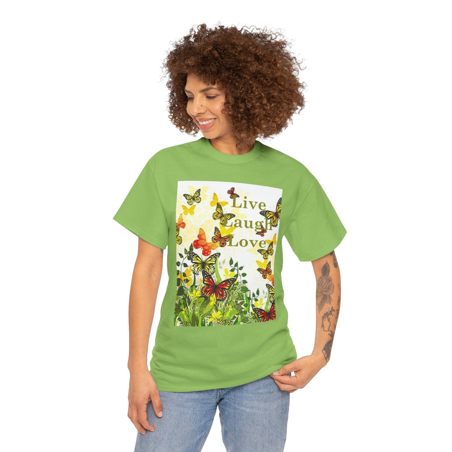 Live Laugh Love Butterfly T-Shirt — Floral Spring Garden Tee