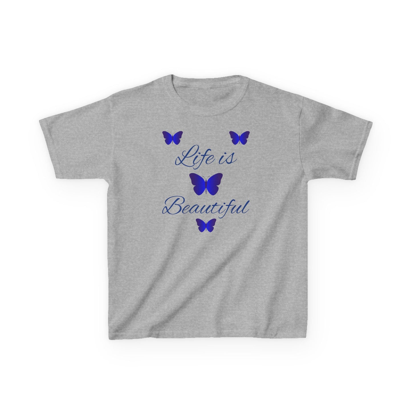 Kids T-Shirt — "Life is Beautiful" Blue Butterfly Tee