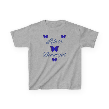 Kids T-Shirt — "Life is Beautiful" Blue Butterfly Tee