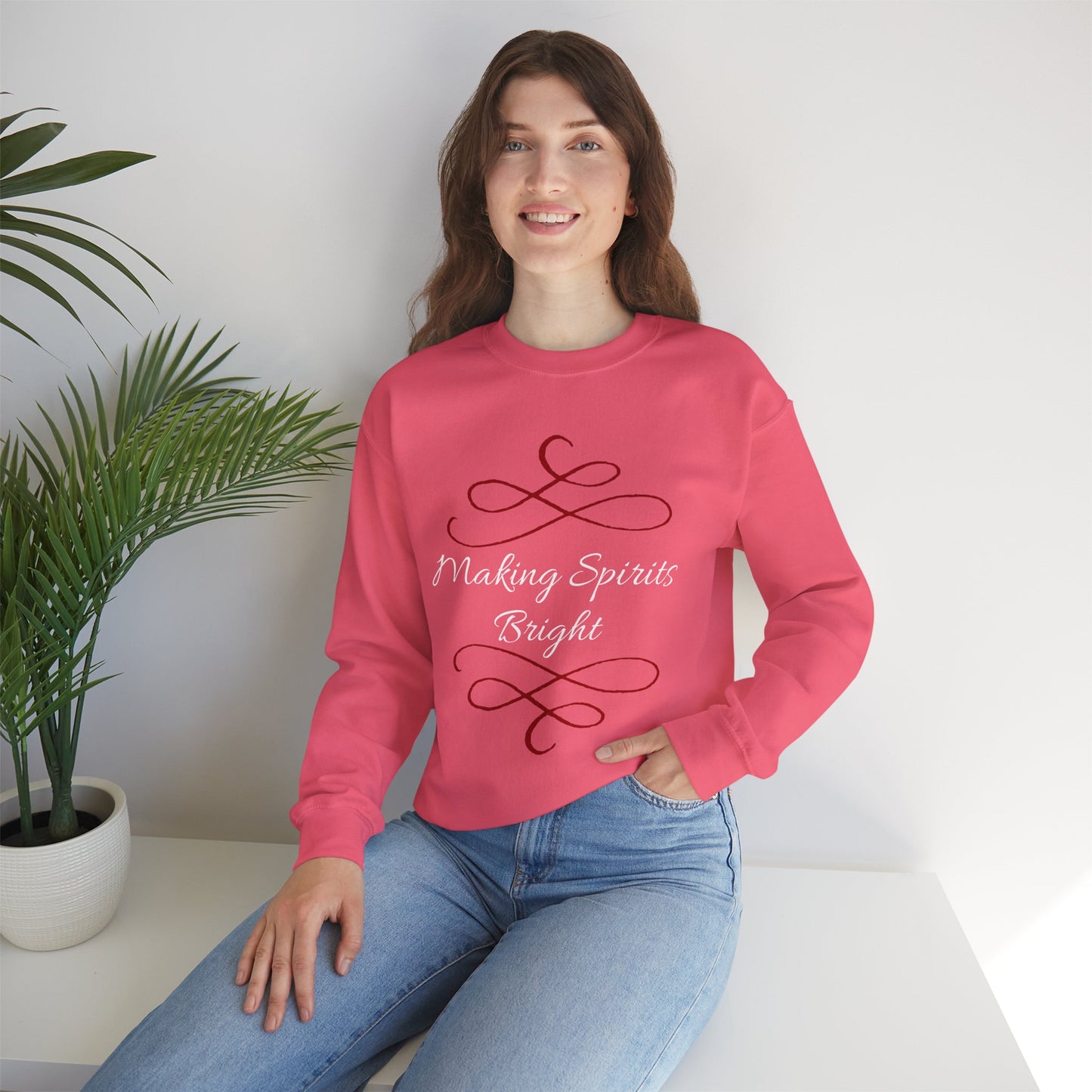 Crewneck Sweatshirt — "Making Spirits Bright" Holiday Sweatshirt (Green)