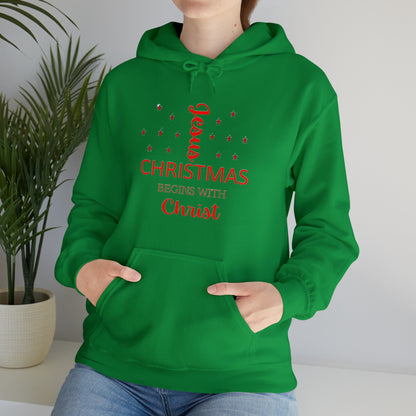 Christmas Begins With Christ Unisex Heavy Blend Hooded Sweatshirt