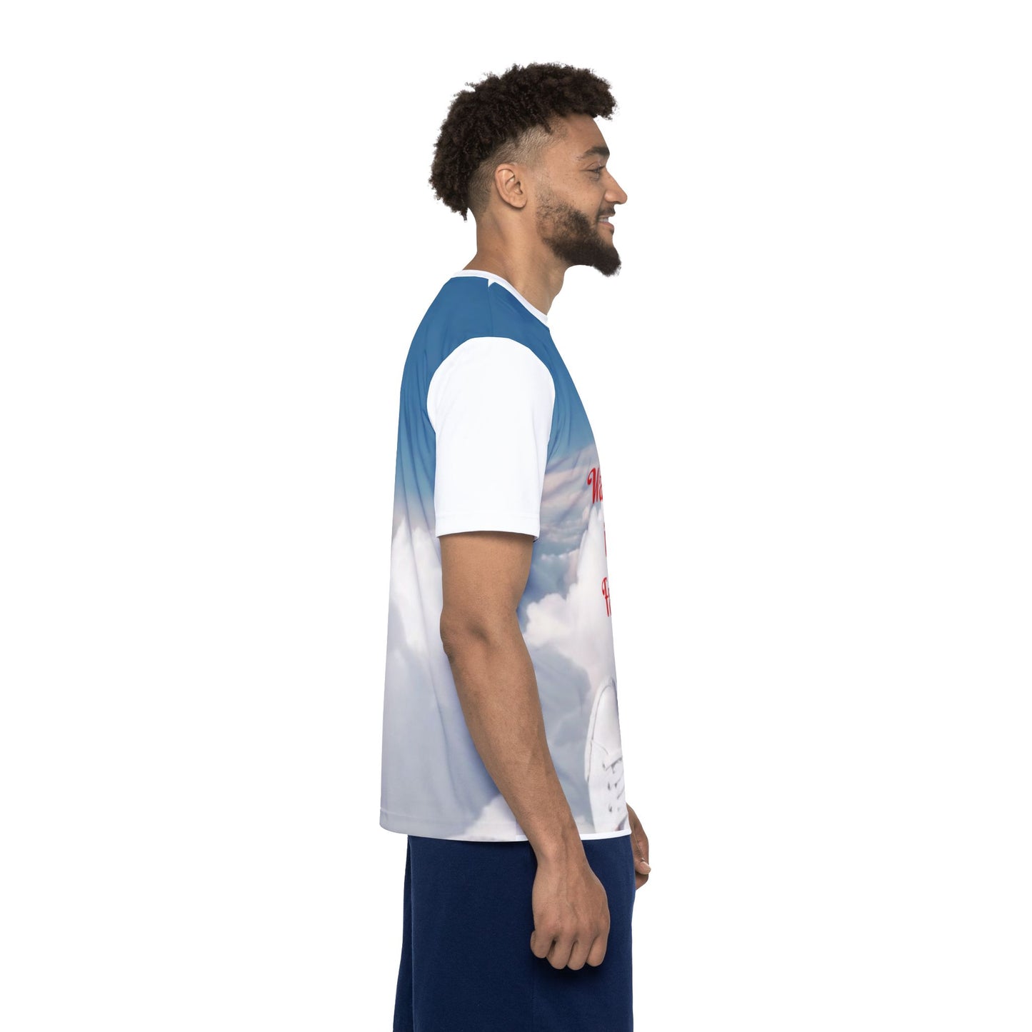 Walking in Faith Men's Jersey — Cloud Graphic Inspirational Sports Tee