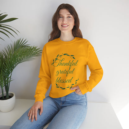 Thankful Grateful Blessed Sweatshirt — Cozy Thanksgiving Crewneck