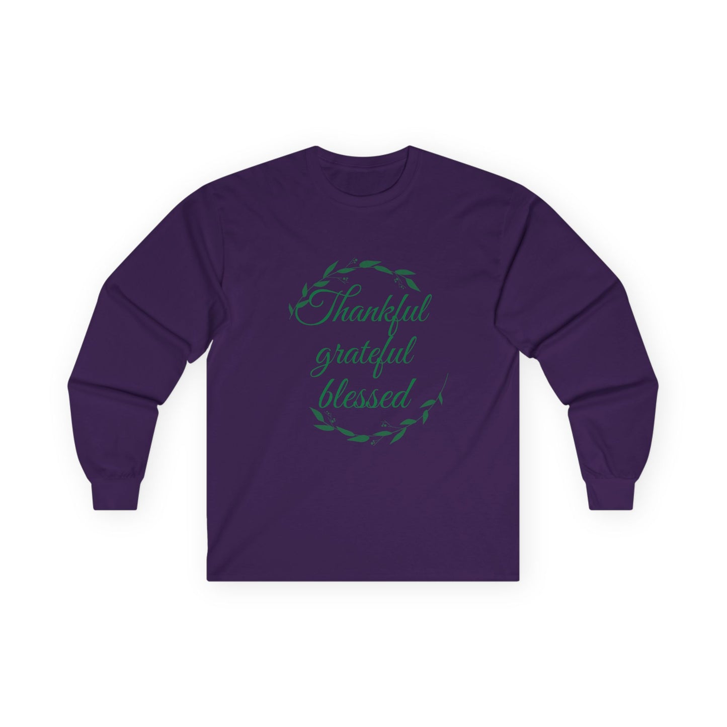 Thankful Grateful Blessed Long Sleeve Tee — Thanksgiving Fall Thankful Shirt