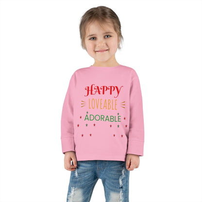 Happy Loveable Adorable Toddler Long Sleeve Tee