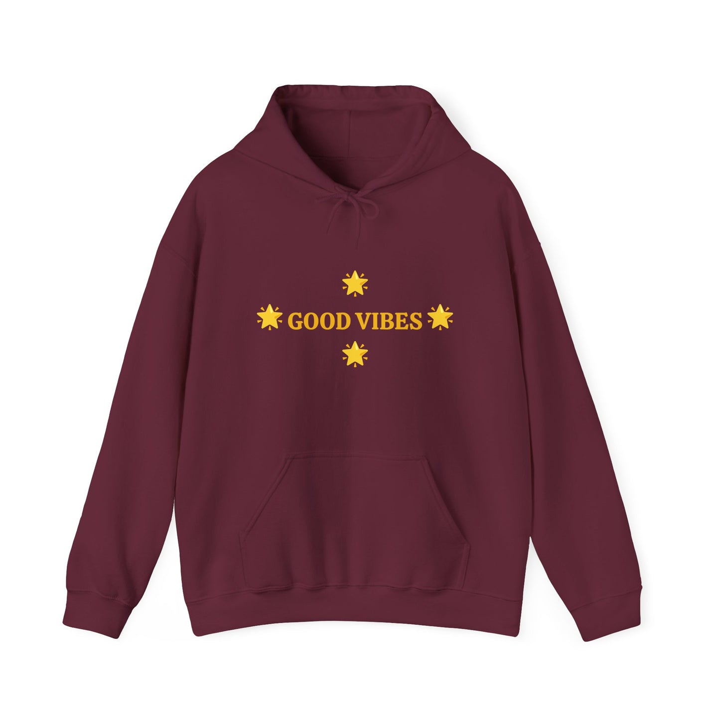 Good Vibes Hoodie — Minimal Yellow Stars Graphic Hooded Sweatshirt