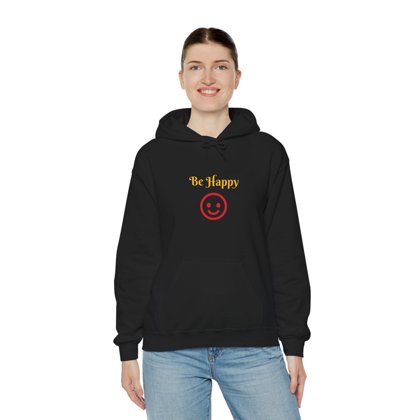 Be Happy Smiley Hoodie - Positive Message Graphic Sweatshirt
