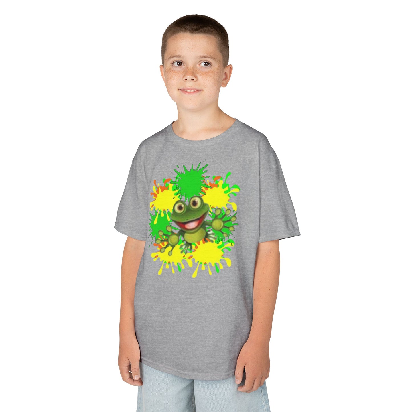 Kids Tee — Happy Green Monster Splash Graphic