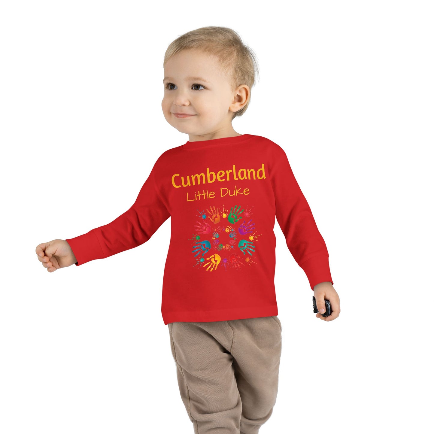 Toddler Long Sleeve Tee - 'Cumberland Little Learners' Colorful Handprint Circle