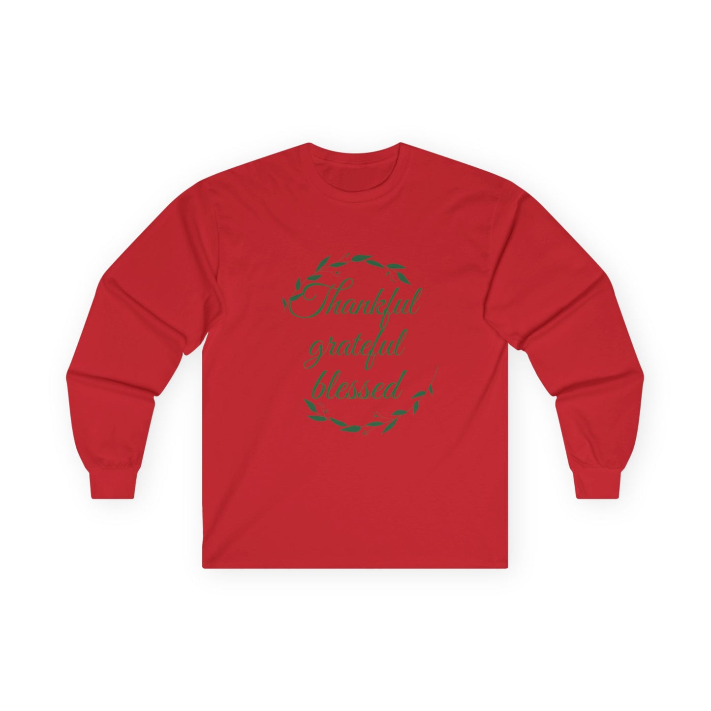 Thankful Grateful Blessed Long Sleeve Tee — Thanksgiving Fall Thankful Shirt